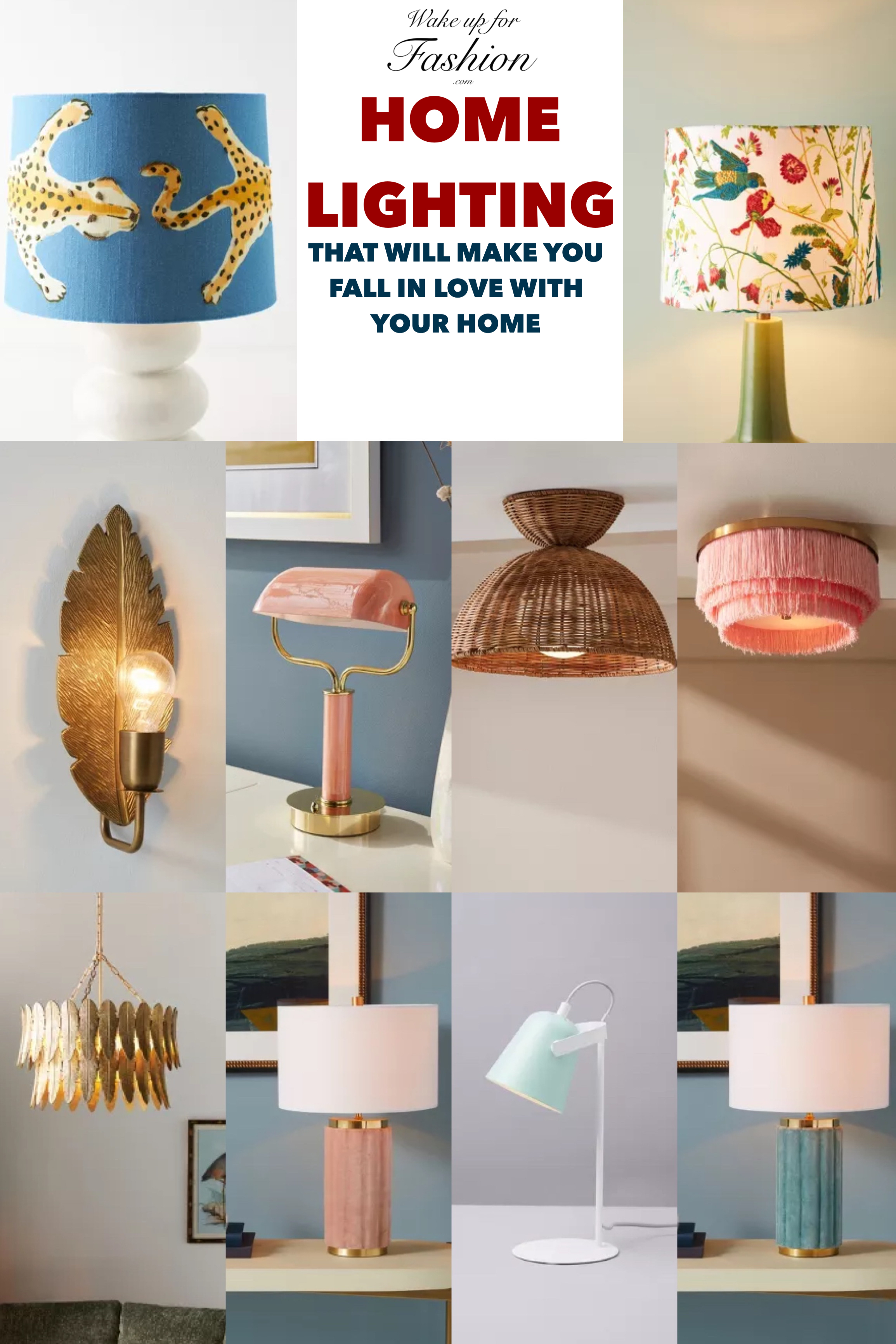 Top luxury home lighting such as lamps, lampshades, table lights and wall lights.