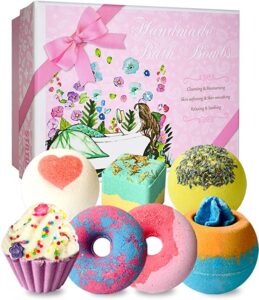Pretty and colourful bath bombs which are the perfect extra along with  what you get her for Valentine’s