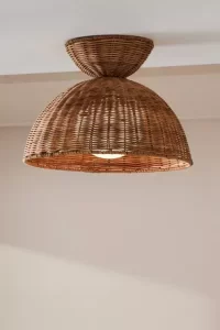 Brown basket ceiling lamp with light bulb