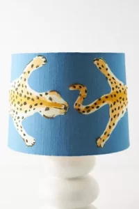 Blue lamp shade with leopard design