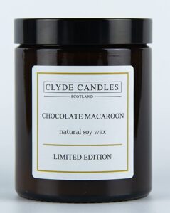 Beautiful candle with chocolate macaroon scent