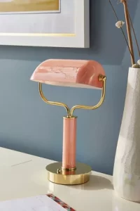 Pink desktop lamp with a gold base