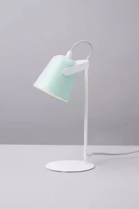 Teal desk lamp with white base