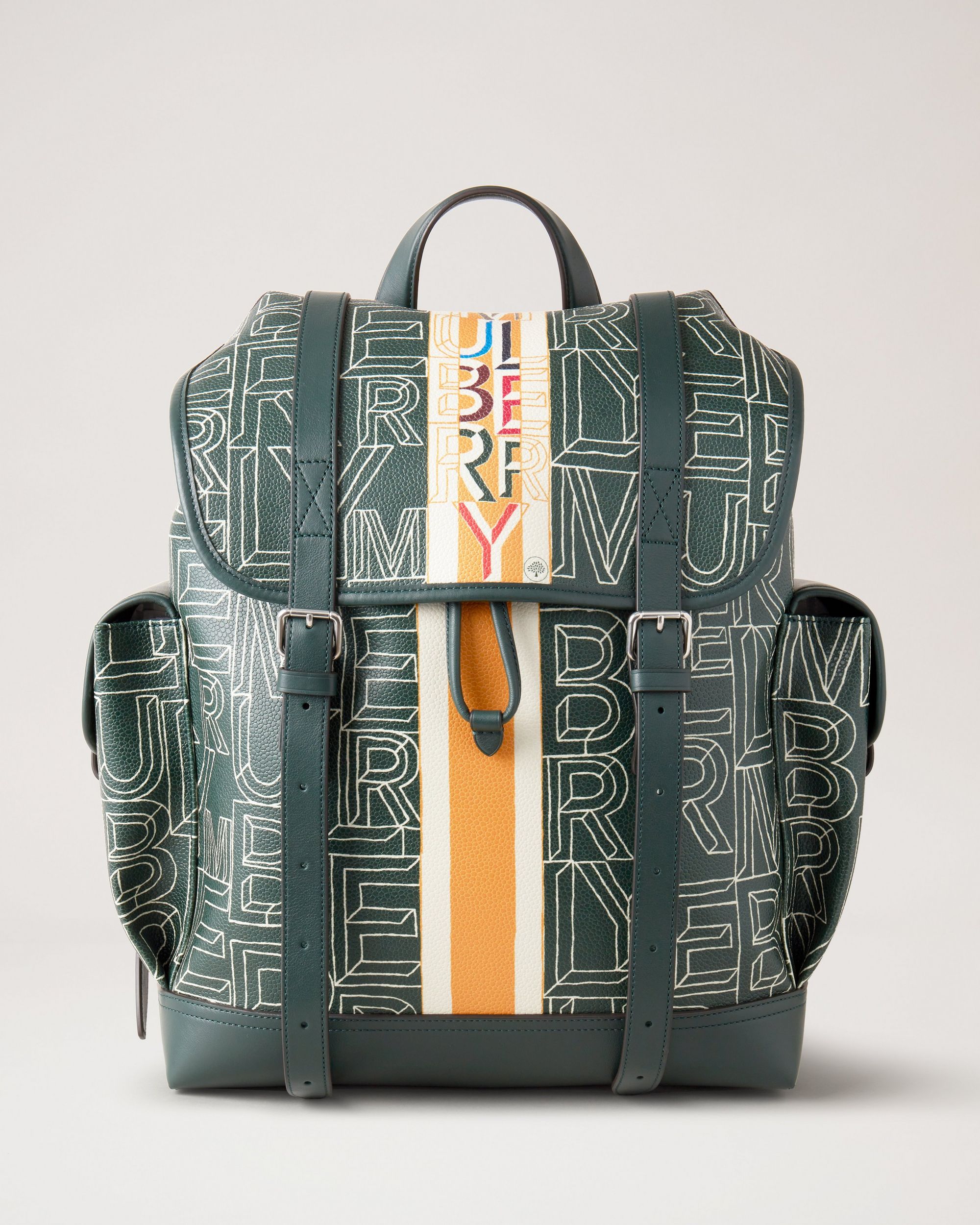 Green patterned designer backpack
