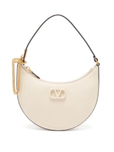 Neutral white Valentino bag with logo and gold zip