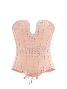 Crystal embellished rose coloured corset top