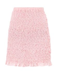 Pink ruffled midi skirt