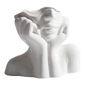 White ceramic elegant sculpture vase