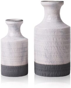 Grey and white pottery vases