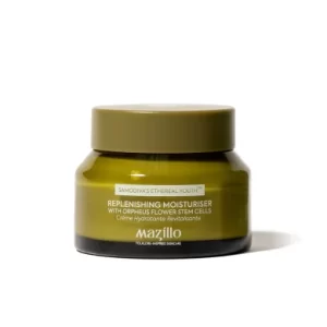 Olive green jar of replenishing moisturiser