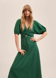 Trendy detailed dark green dress