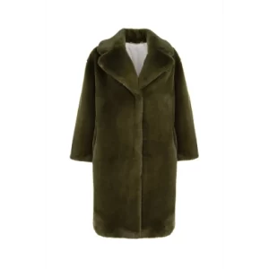 Olive green faux fur coat