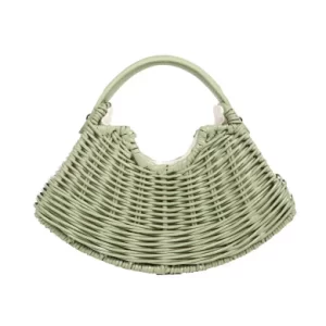 Sage green mini basket jute handbag