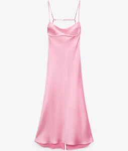Blush pink satin dress with cut out detail