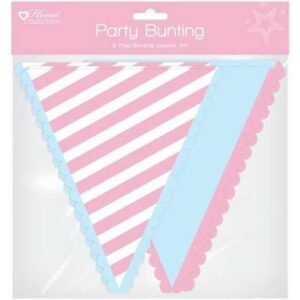 Pastel pink and blue striped bunting