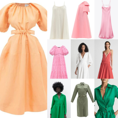 Orange, pink, white and green summer dresses