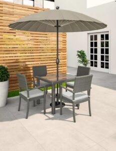 Beige oversized parasol for garden table