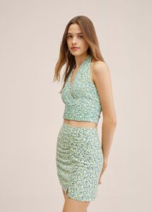 Green floral summer skirt