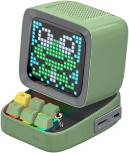 Sage green pixel art speaker