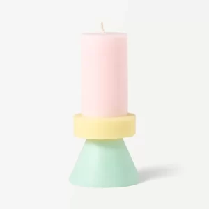 Candy floss pink and mint green unique shaped candle