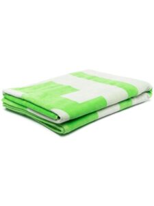 Green and white patterned summer beach towel