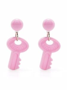 Designer bubblegum pink key shaped earrings