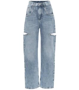 Classic jeans with a high waist and two cut out open holes