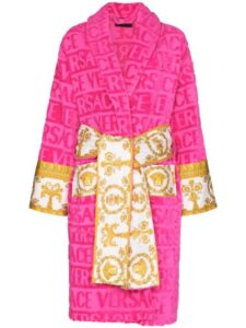 Pink, white and gold fluffy robe.