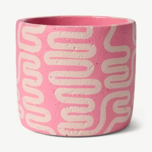 Aesthetic pink hand painted plant pot