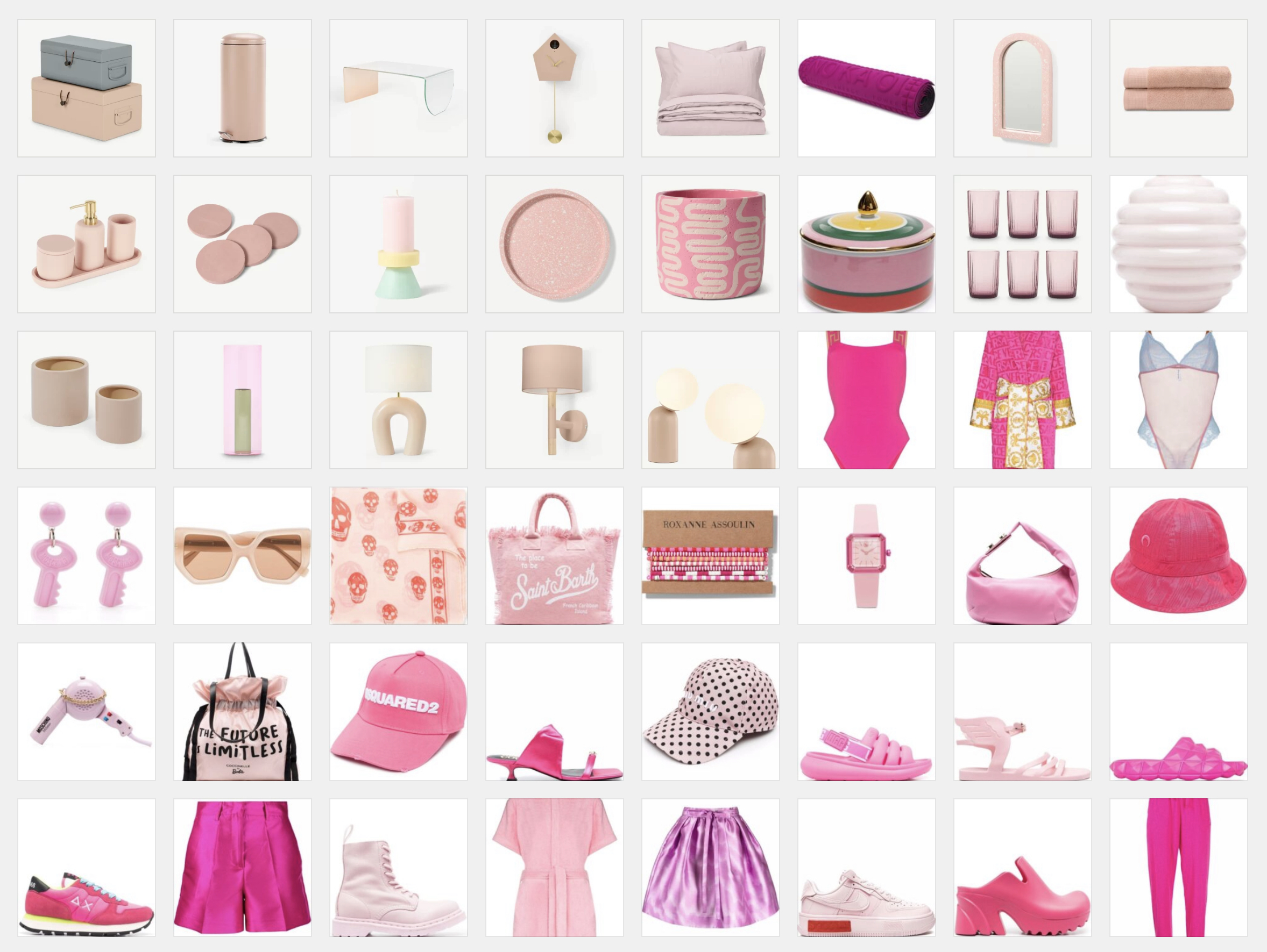 Pastel pink, rose pink and hot pink fashion and home decor. Pink dresses, shirts, shoes, hats, jewellery, accessories, beachwear, lamps and home decor.