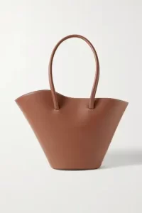 Tall brown leather handbag
