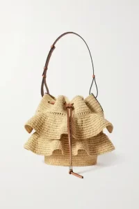 Ruffled aesthetic beige shoulder bag for women