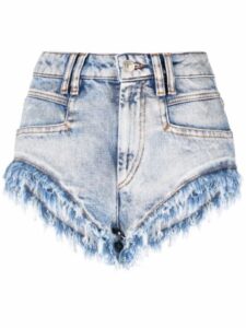 Denim shorts with pockets and frills