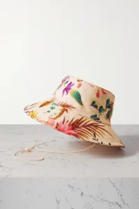 Floral bucket hat with chin strap
