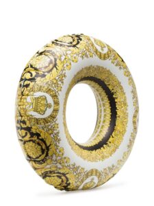 Yellow and black patterned designer inflatable ring