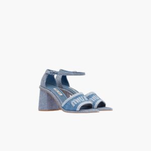 Yelled denim sandals with open toe