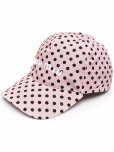 Pink silk polka dot baseball cap