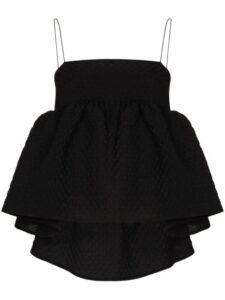Black ruffled summer aesthetic dress top