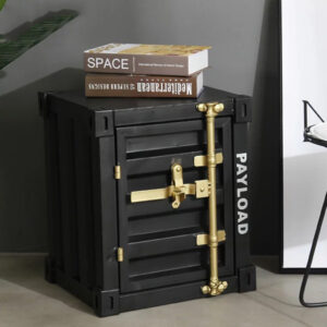Black and gold rustic side table
