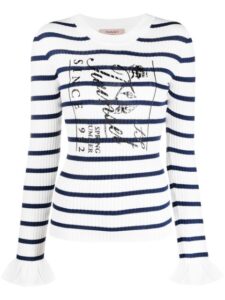 Black and white striped jumper for women.