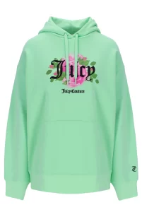 Mint green classic hoodie with floral design