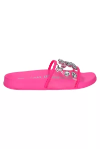 Women’s hot pink sliders with diamonds