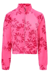 Dark pink women’s tracksuit top with floral pattern