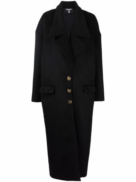 Women’s long length black autumn wool coat 