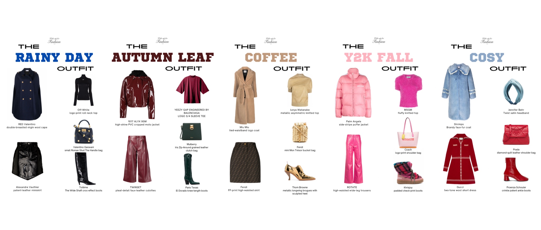 Autumn coats, dresses, tops, trousers, skirts, handbags and shoes.