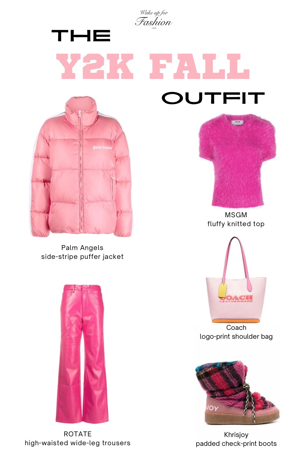 Pink Y2K autumn outfit for women.