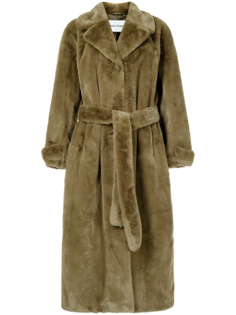 Women’s olive green fluffy autumn coat