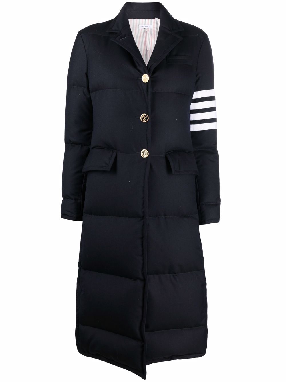 Navy puffer trench coat for women