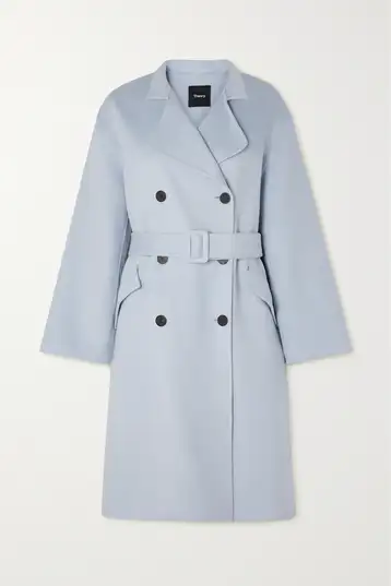 Light blue wool coat with belt