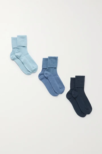 Three sets of blue socks for women